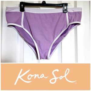 KONA SOL - NWT - L Sz 2X Terry-Textured High Waist, High Leg Bikini Bottoms